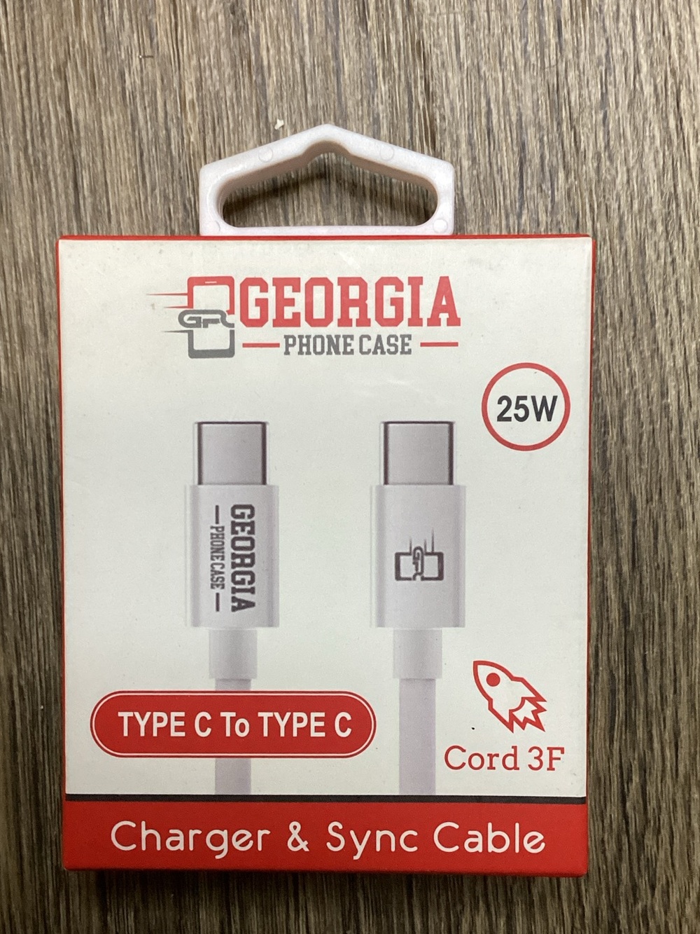 Georgia Boot White Type-C to Type-C Charger & Sync Cable